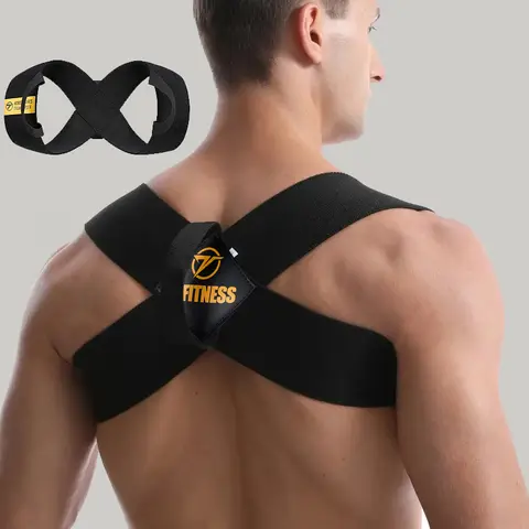 Unisex Posture Corrector Back Brace - 1-Piece Polyester Cross Strap, Open-Shoulder Support, Correction Posture Tool for Fitness Training, Upper Body Comfortable Fit Home Gym Workouts