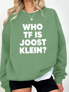 Joost Klein Letter Print Casual Sweatshirt, Fitted Round Neck Long Sleeve Top, Fall & Winter Fashion, Daily Wear