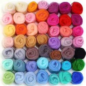 50 Colors Fibre Wool Yarn Roving for Needle Felting Hand Spinning DIY Craft Materials