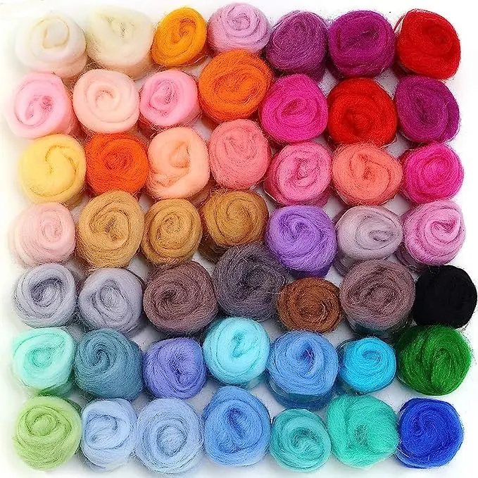 50 Colors Fibre Wool Yarn Roving for Needle Felting Hand Spinning DIY Craft Materials