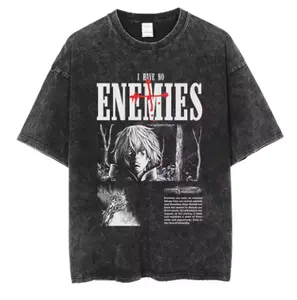 VINLAND SAGA Manga T Shirt For Men Women Tshirt Washed Cotton T-shirt Clothing Summer Short Sleeve O-Neck Tees Streetwear
