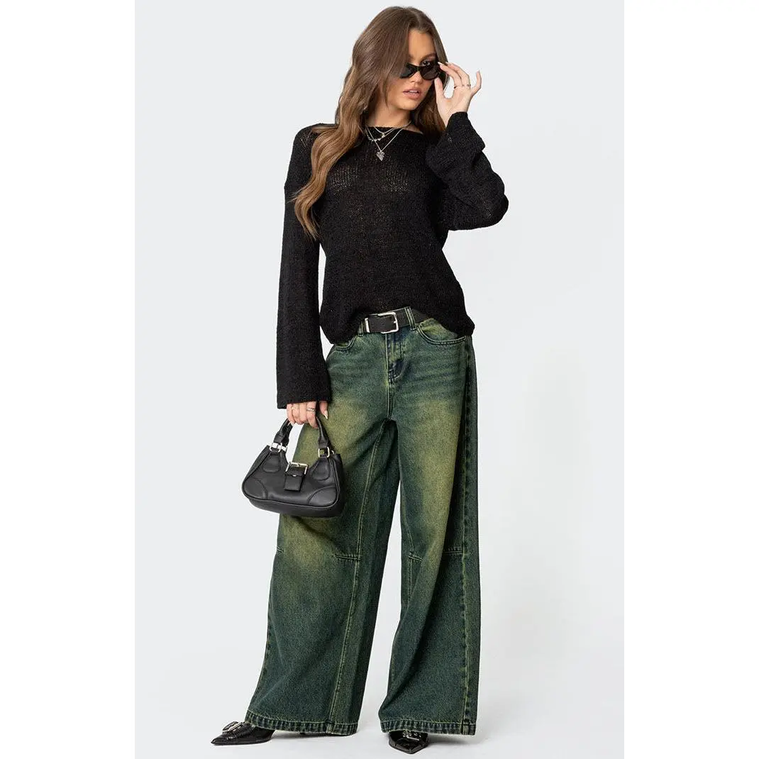 Edikted Women's Shawn Washed Low Rise Jeans