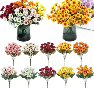 Artificial Outdoor  spring Mums Silk Cloth UV-Resistant Waterproof Decorative Plants Lifelike-White 5 Bouquets Handpicked Fresh Roses Bouquet UV Resistant Artificial Sunflower Bunch Meadow Flower Mix for Home Garden Decor cabinet bows for christmas
