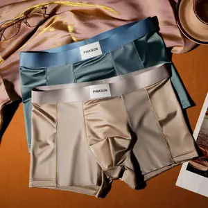 Men's Luxury Ice Silk Cooling Boxer Briefs, Breathable Mesh Satin Soft Underwear, Lightweight Airy Comfort Boxers for Summer