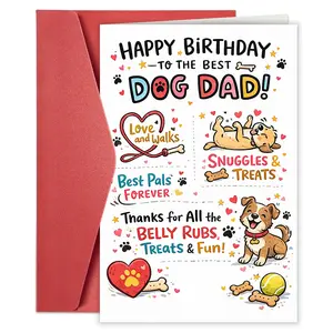 1pc Happy Birthday Dog Dad Card | Perfect for Pet Lovers, Celebrate Best Pals with Fun Snuggles, Treats, And Belly Rubs, Ideal Gift for Dog Owners And Animal Friends (Envelope + Card)