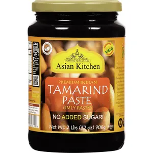 Asian Kitchen Tamarind Paste Puree (Imli) 32oz (908g) 2lbs Glass Jar, Gluten Free, No added sugar ~ All Natural | Vegan | NON-GMO | Kosher | No Colors