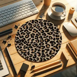 Leopard print round mouse pad, Gaming Mouse Pads, made of natural rubber, suitable for computer and laptop use This non-slip small mouse pad measures 7.87inch and is perfect for office or home use