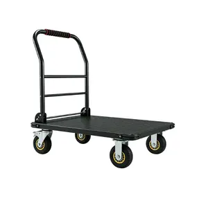 Heavy Duty Platform Truck Cart 1800LBS Capacity Foldable Handle Steel Flatbed Dolly with 6" Swivel Wheels and Brakes for Warehouse and Shipping