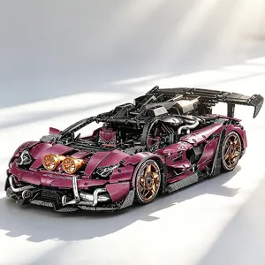 3946+pcs 1:8 Violet Building Blocks Super Car Racing Set, Rich Detail Design, Adult Collectible Model Gift, High-Quality Construction Toy