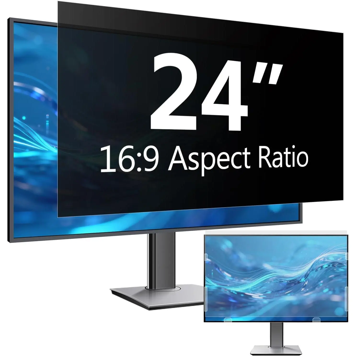 24 Inch Computer Privacy Screen Filter for 16:9 Widescreen Monitor, Eye Protection Anti Blue Light Anti-Glare Removable Anti-Scratch Privacy Protector Film