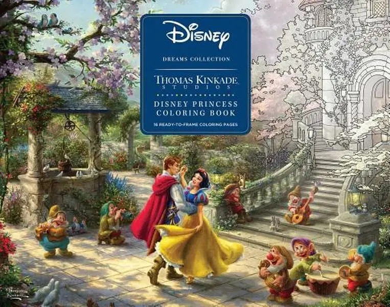 Disney Dreams Collection Thomas Kinkade Studios Disney Princess Coloring Poster - English Paperback for Fans, 13.9" h x 10.9" l x 0.4" w, 1.25 lbs, Framing Compatible Coloring Book Alternative