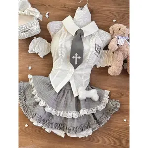 Black Gothic Vintage Elegant 2 Piece Sets Women  Sexy Lolita Design Mini Skirt Suit Female Princess Chic Outfits Halloween