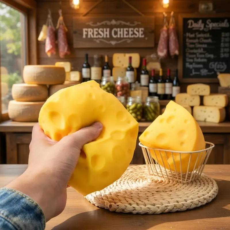 Squishy Cheese Block - Yellow Moldable Fidget Toy for Kids & Adults, Stress Relief Sensory Squeeze Toy, Fun Play & Relaxation, Perfect Easter Gift