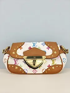 Pre-owned White Monogram Multicolore canvas with gold leather trim Shoulder Bags Louis Vuitton White Monogram Multicolore Marilyn Bag【MI4087】