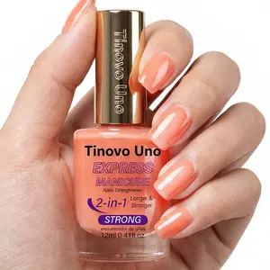 Tinovo Uno Pink Nail Strengthener 12ml Dries naturally without curing. Suitable for uneven nails. Creates a natural look. Enhances shine. Strengthens nails.