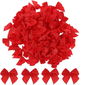 Mini Bows, 100 Pcs 1 Inch Small Red Bows Satin Ribbon Bows Tiny Premade Bows for DIY Sewing Crafts Gift Wrapping Basket Wedding Birthday Christmas Party Scrapbooking Decorations