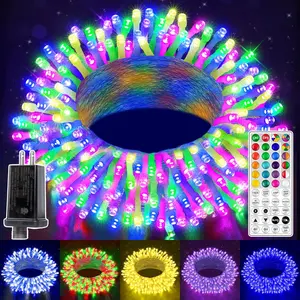 RGB Christmas Lights 100 LEDs 33 FT Clear Wire, 130 Modes Color Changing Connectable Christmas Tree Lights with Remote, Timer & , Outdoor Xmas String Light for House Decorations
