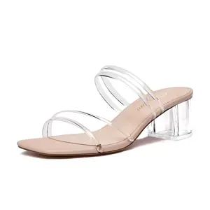 Women's PU Open Toe Strappy Block Chunky Heel Sandals - Casual Slip-On Footwear for Women, Ankle-High Heels, Sandals Women