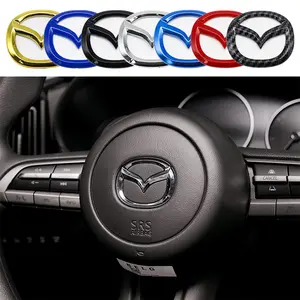 Car Steering Wheel Center Logo Sticker, Decorative Ring Cover for Mazda Models, Interior Frame Decoration, Car Accessories