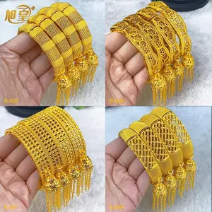 XUHUANG New Design Dubai Gold Color Bangles With Tassel Pendant For Women Indian Middle Eastern Nigerian Wedding Luxury Jewelry