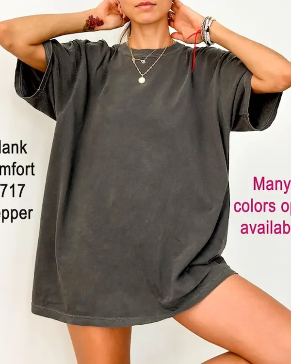 Comfort Colors Blank T-Shirt, %100 Cotton Trendy Comfort Colors Tee, Top Womenswear Streetwear Summer Tshirt, Soft Colored Blank Washed T-Shirts Everyday Oversized