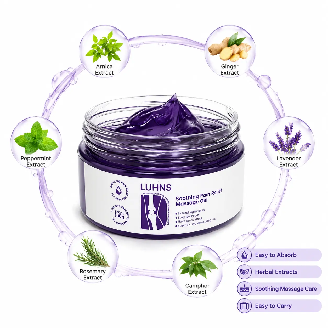 LUHNS Firming Skin Care Gel for Body, gentle skin-conditioning body gel, helps restore healthy skin texture, hydrating firming body gel for all skin types, daily body care