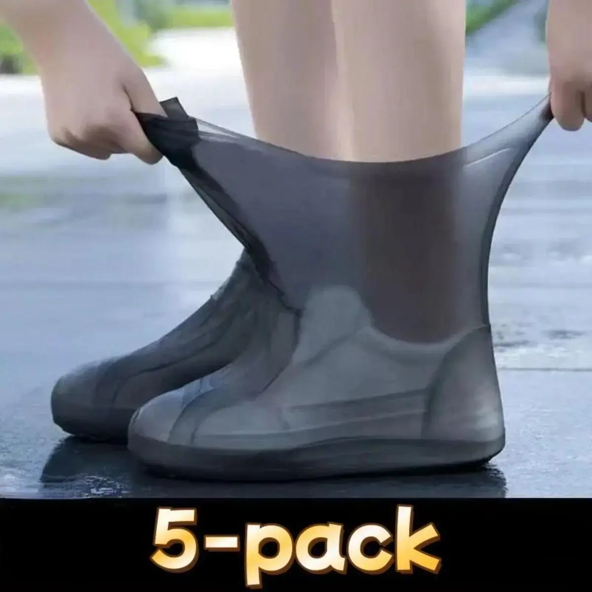 5 Pairs Waterproof Shoe Covers Unisex Reusable Transparent Boot Covers Soft Sole Rain Snow Hiking Camping Gardening Outdoor Accessories Non Slip Shoe Protector