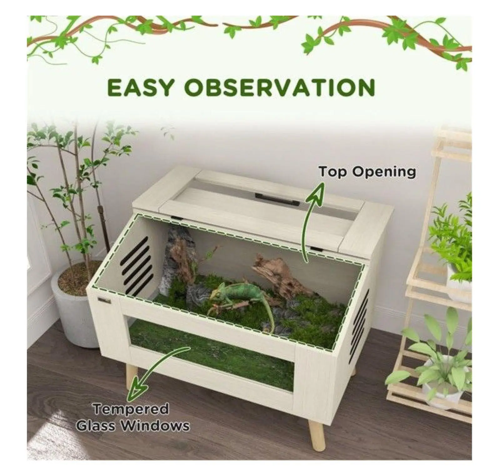 Turtle Cage 29 Gallon, Reptile Habitat for Lizards, Snakes, Hamsters as picture