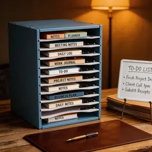 Vertical Desktop Organizer Rack with 11 Slots, Adjustable PVC Paper Classification Shelf, Mail Sorting Holder for Home Office