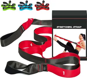 Stretching Strap with Loops - Non Elastic Stretch Band for Yoga Strap for Stretching Equipment, Stretch Bands for Exercise and Flexibility - Fascia, Hamstring & Leg Stretcher Belt