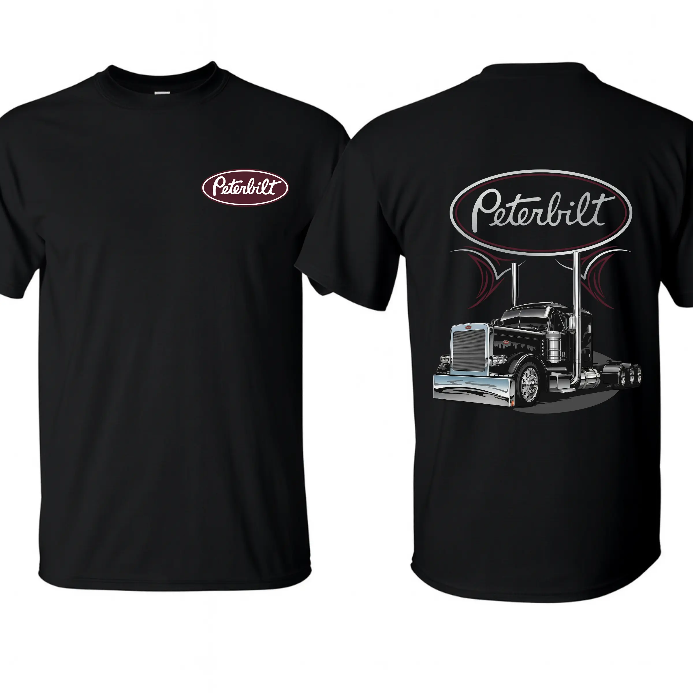 Peterbilt Classic Trucker , Chrome Semi-Truck Graphic with Dual Exhaust Pipes, Diesel Nation Peterbilt Graphic Shirt, For Truck Drivers & Rig Enthusiasts, Gift for Hauling Crew & Big Rig Fans #   ComfyWear #   OOTDInspo