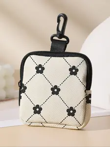 Floral Pattern Coin Purse, Multi-Functional Storage Bag, Durable Polyester, Digital Printing, Key Card Holder, Ideal Gift, Zipper Wallet Design