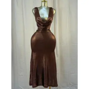Cocoa Moonlight Shimmer Midi Dress