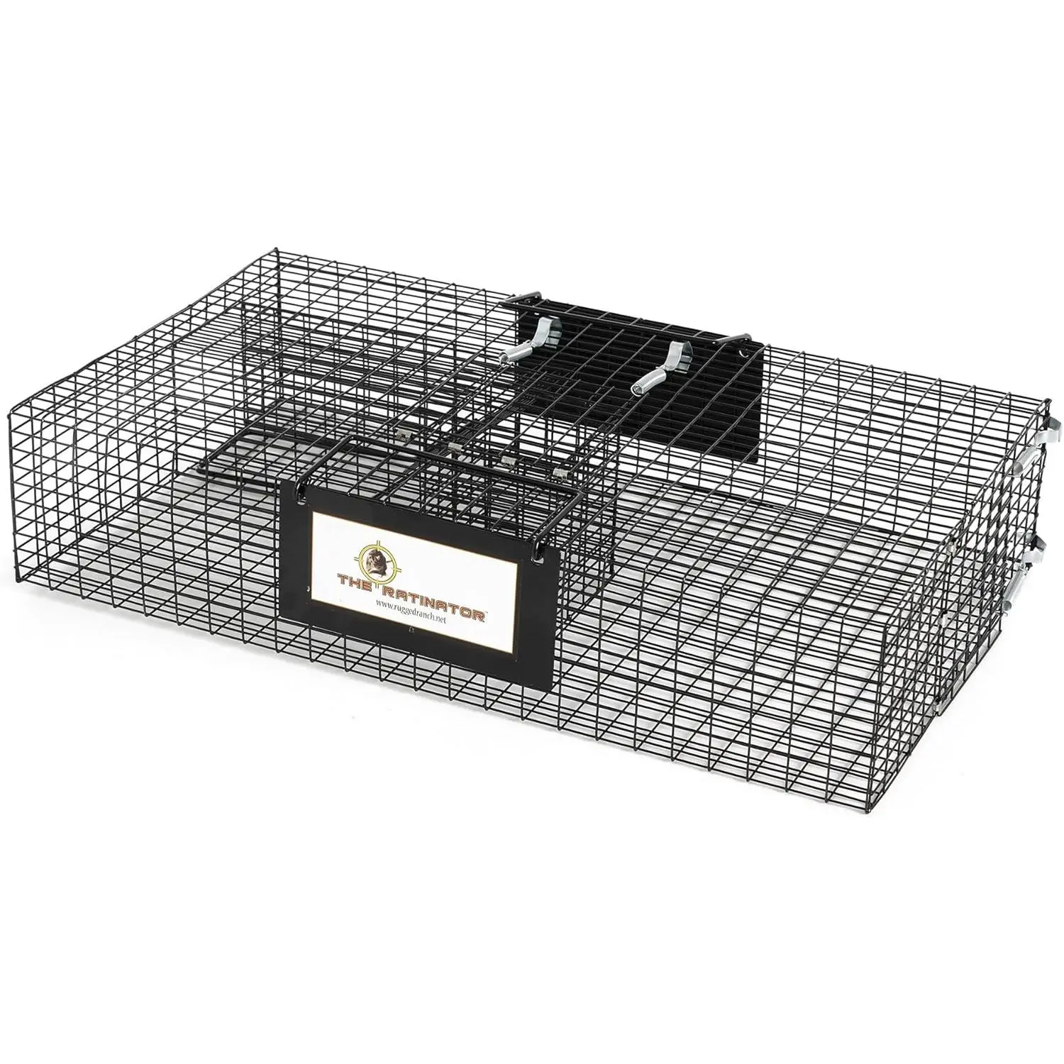 Rugged Ranch Ratinator Humane Live Rat Trap - Reusable Galvanized Steel Pest Management Cage, Safe Spring-door Entry, Outdoor Use for Barn, Restaurants, Farm Supplies & Home Cages Accessories