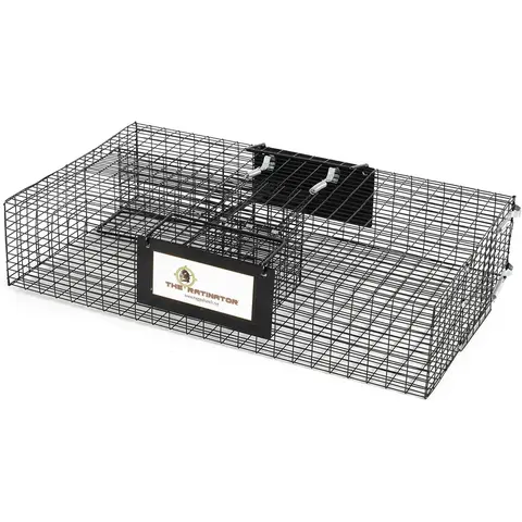 Rugged Ranch Ratinator Humane Live Rat Trap - Reusable Galvanized Steel Pest Management Cage with Safe Spring-door Entry, Indoor/Outdoor Use for Barn, Farm Supplies & Home Cage Accessories (Live Capture)