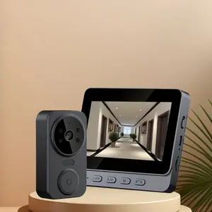 Wireless Visible Doorbell Dingdong Home Security Video Intercom Camera with 4.3 Inch Screen, Supports 2.4g WiFi, Rechargeable Lithium Polymer Batteries
