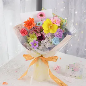 RIDDSEE Preserved Soap Flower Bouquet with Gift Box & Card, Fragrant Non-Wilting Real Soap Petals Home Decor, Ideal Gift for Her for Valentine's Day, Birthday