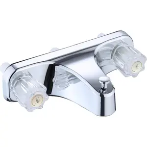 Mobile Home RV Tub Shower Center-Set Faucet, 8 inch, 2-Handle Wall Mount Shower Valve, Bath Tub & Shower Faucet with Clear Acrylic Knobs (Chrome)