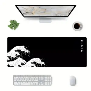 # Black & White Great Wave Extended Mouse Pad | Kanagawa Desk Mat | Oversized Non-Slip for Gamers & Japanese Art Fans | Minimalist Monochrome Aesthetic | Ideal for Gaming Desk Setup #GreatWaveKanagawa #MonochromeJapanese #MinimalistGaming #DeskMat