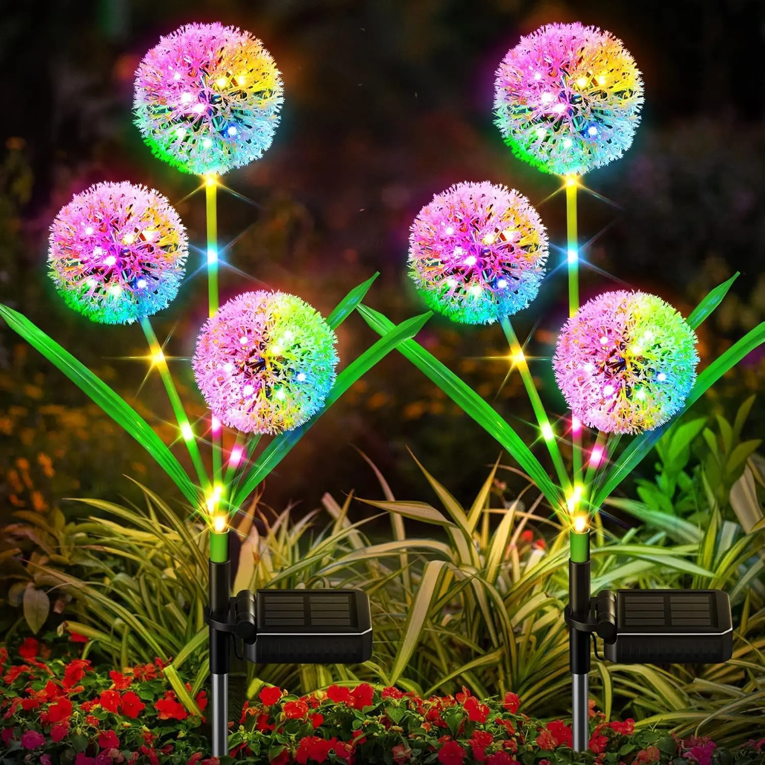 Solar Garden Lights Decor, Upgraded Outdoor Lights - Colorful Dandelion Flower Light - Bright Solar Lights with 36 LED for Women Yard Pathway Outside Decorations