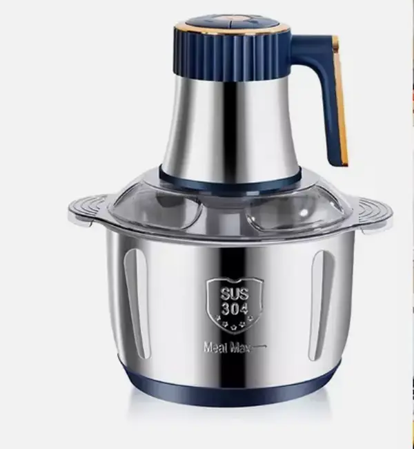 Multifunctional Stainless Steel Meat Grinder, 5L Stainless Steel Large Capacity Fully Automatic Meat Grinding Machine,Protective Switch, Small Food Chopper with Container Meat Grinder Electric Food Chopper ,Blue
