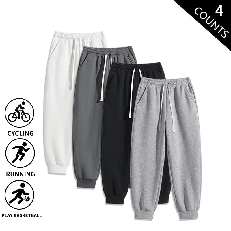 4-Pack Men’s Athletic Jogger Pants, Breathable Sweatpants with Pockets for Running, Basketball, Cycling, and Workouts