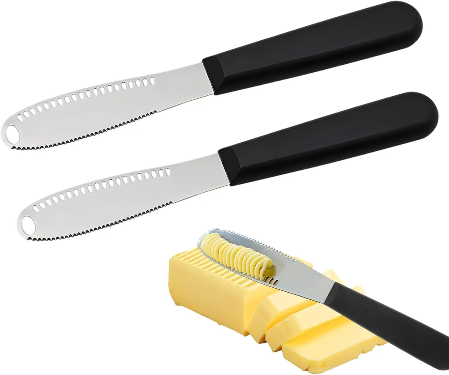 2 count Butter  Spreader with Holes, 3 in 1 butter , butter curler , Butter Grater with  Handle, stainless steel butter spreader for Butter, Cheese, Jam