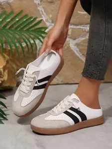 Women's Open-Toe High Heel Mules, Casual Textile Shoes with Rubber Sole, All-Season Slip-On Loafers, Trendy Ankle-High Design