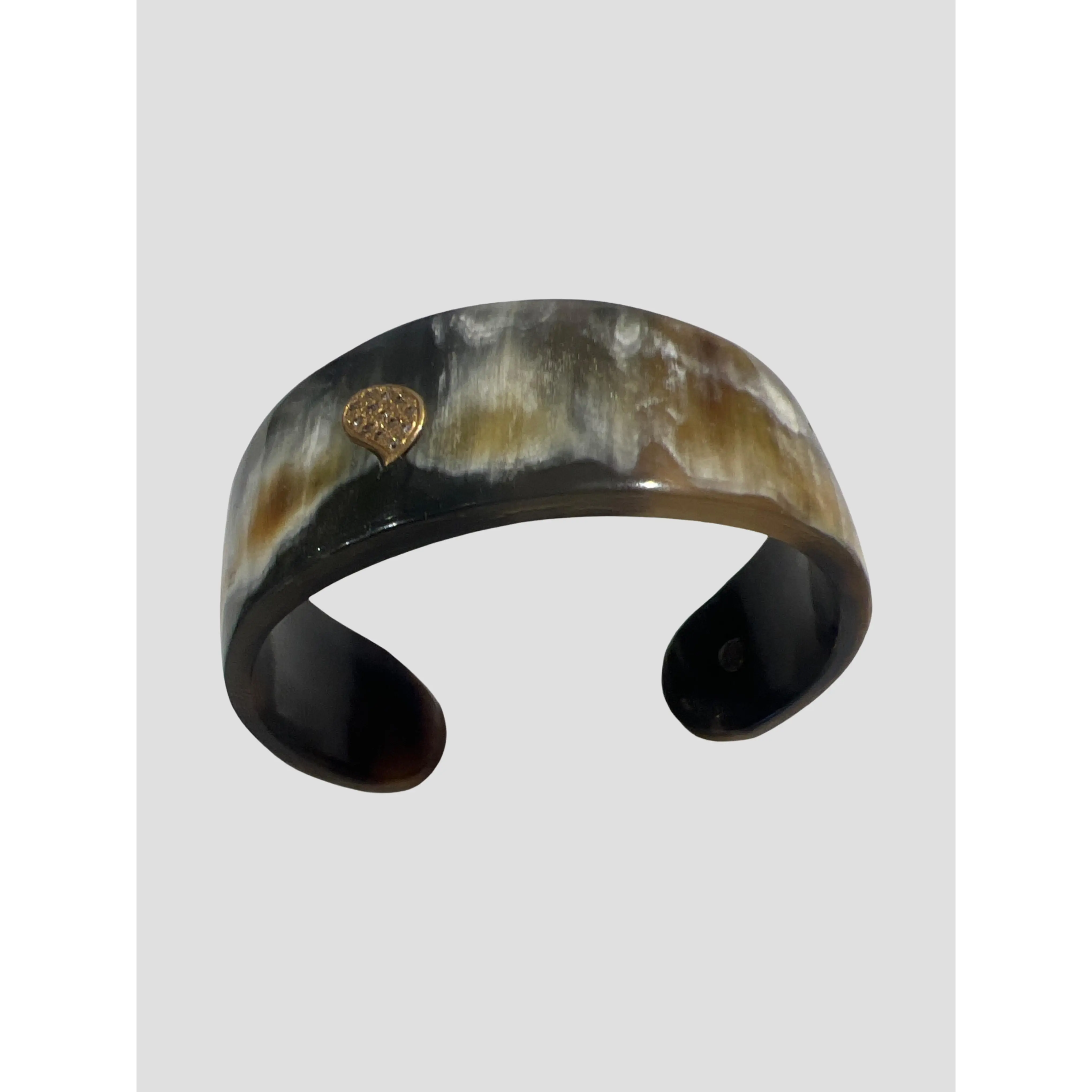 Black and Gold Small Horn Cuff with Diamond