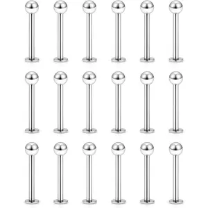 Yaalozei 20G 16G 14G 12G Lip Labret Monroe Medusa Ring Studs 316L Surgical Steel Tragus Helix Cartilage Earring Tongue Cheek Dimple Piercings Jewelry Bar Length 6mm 8mm 10mm 12mm 14mm 16mm 19mm 18PCS