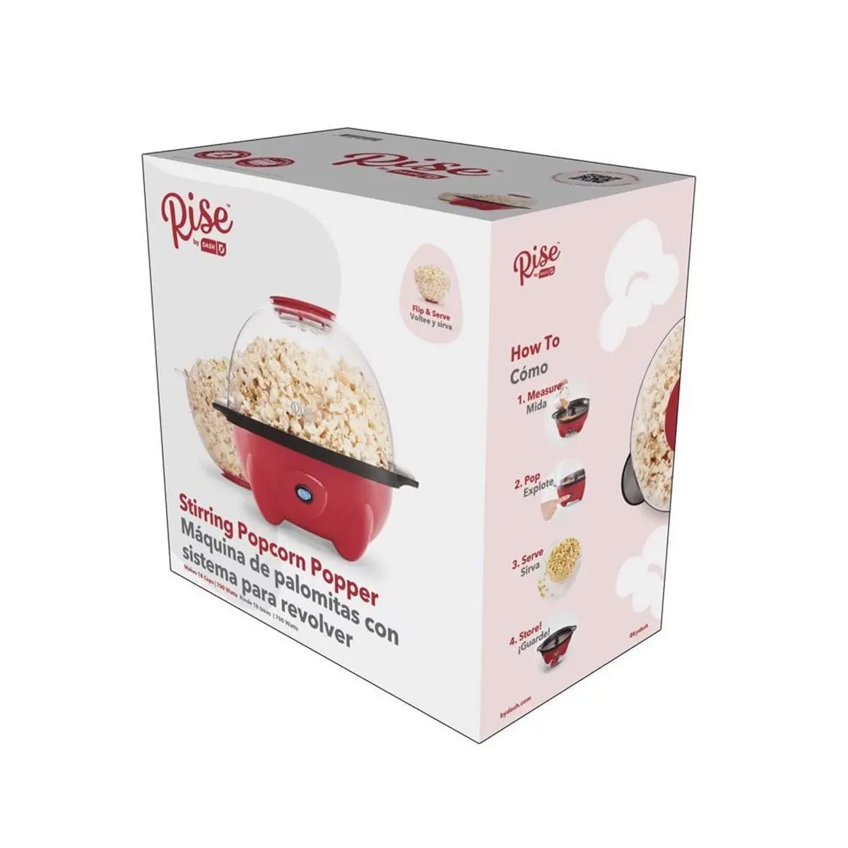 212 MAIN Automatic Compact Popcorn Maker Machine (Model 112135, Red) - 4.5 qt Capacity, 3 lbs Batch Size, 700W Power, Stirring Bar Included, 21x11x13in Specialty Kitchen Appliance