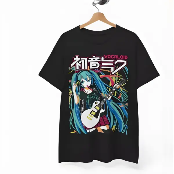 Hatsune Miku T-Shirt, Anime Girl Tee, Kawaii Vocaloid Top, Project Diva Shirt - Vintage Graphic Tee – Unisex S-3XL – Menswear & Womenswear – Streetwear Tops – Casual Cotton Crewneck Shortsleeve T-shirt - Trending TikTok