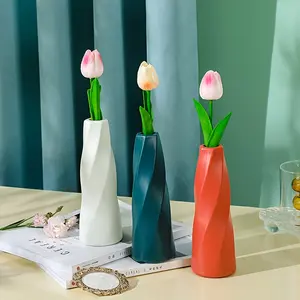 1pc Nordic style light luxury spiral plastic vase decoration for living room flower arrangement