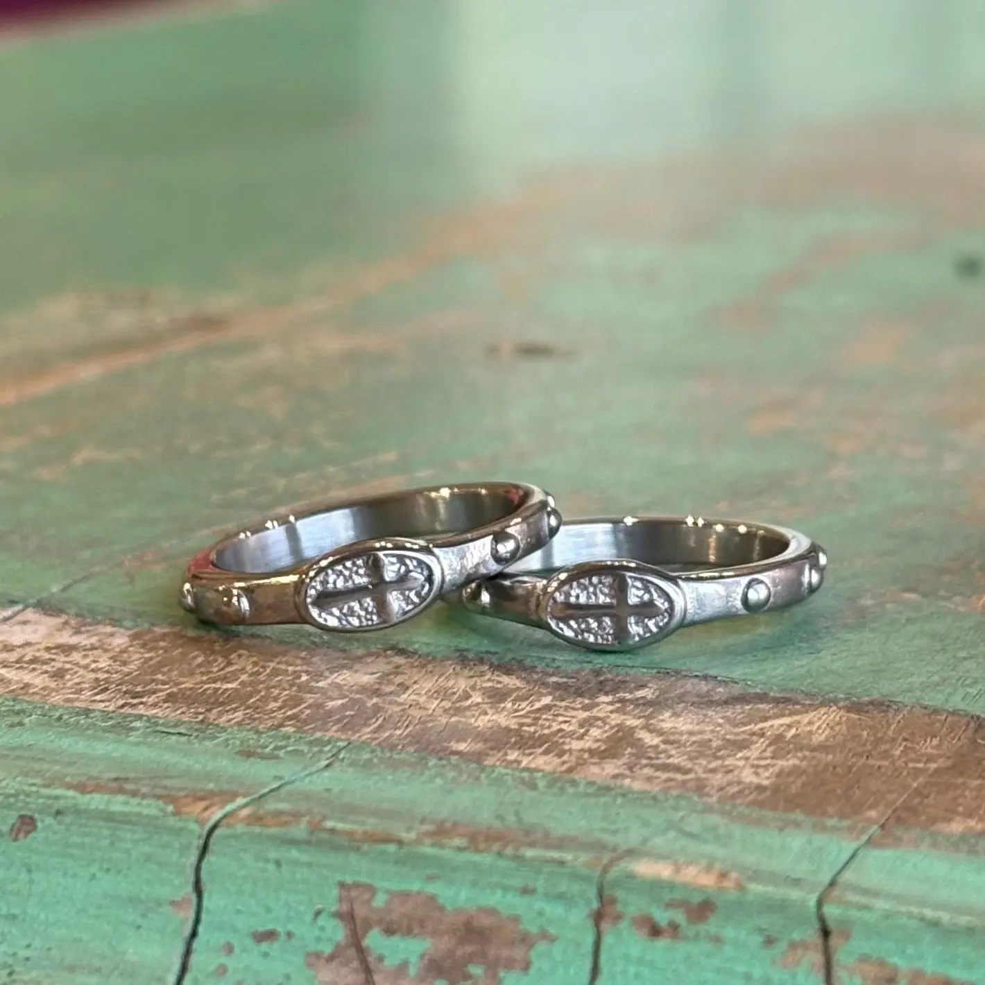 Stainless Steel Rosary Ring - Silver
